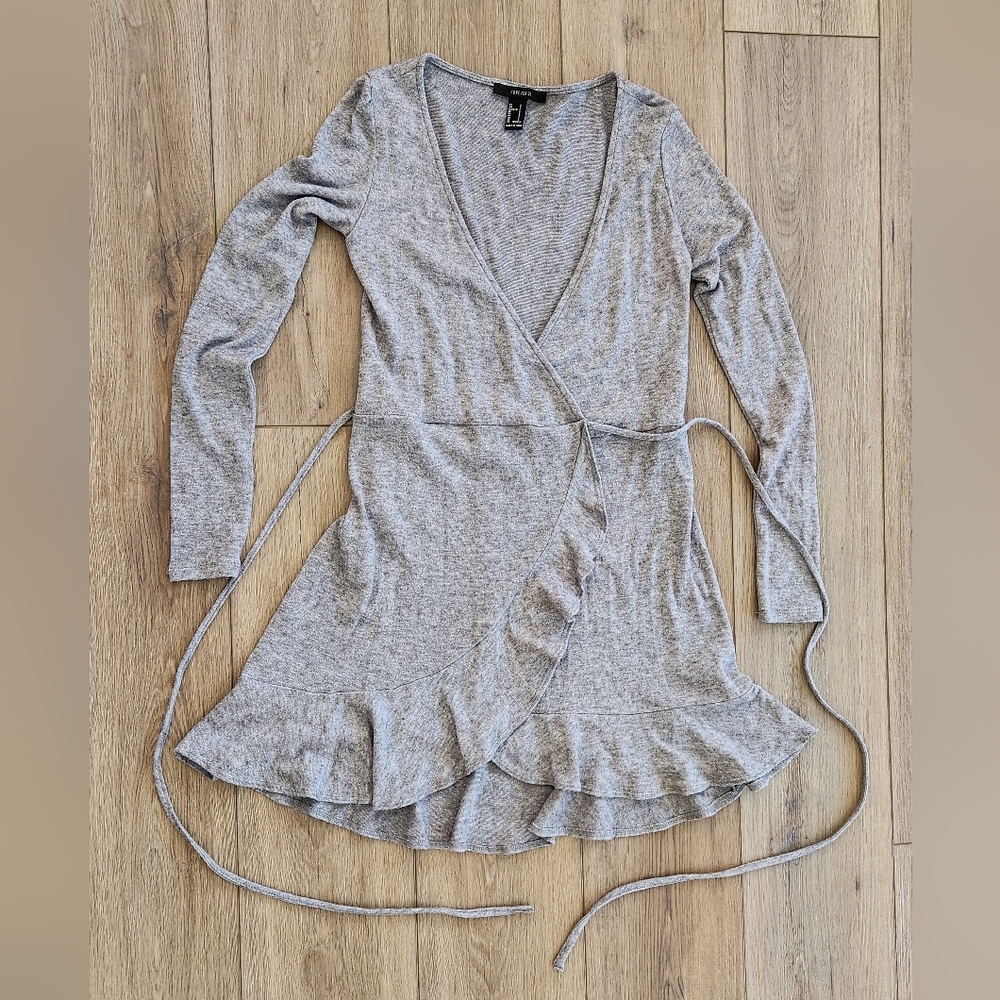 Forever 21 Gray Knit Wrap Dress